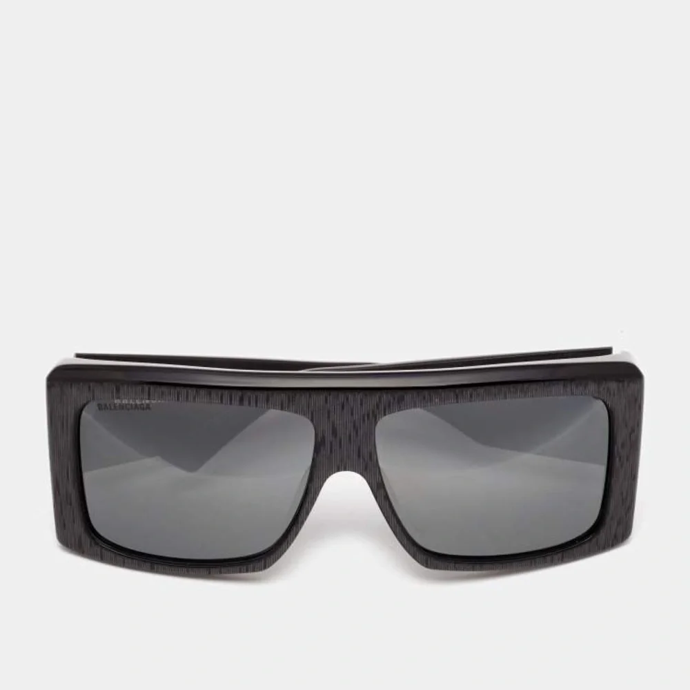 New Authentic Balenciaga Black BB0002S Shield Sunglasses